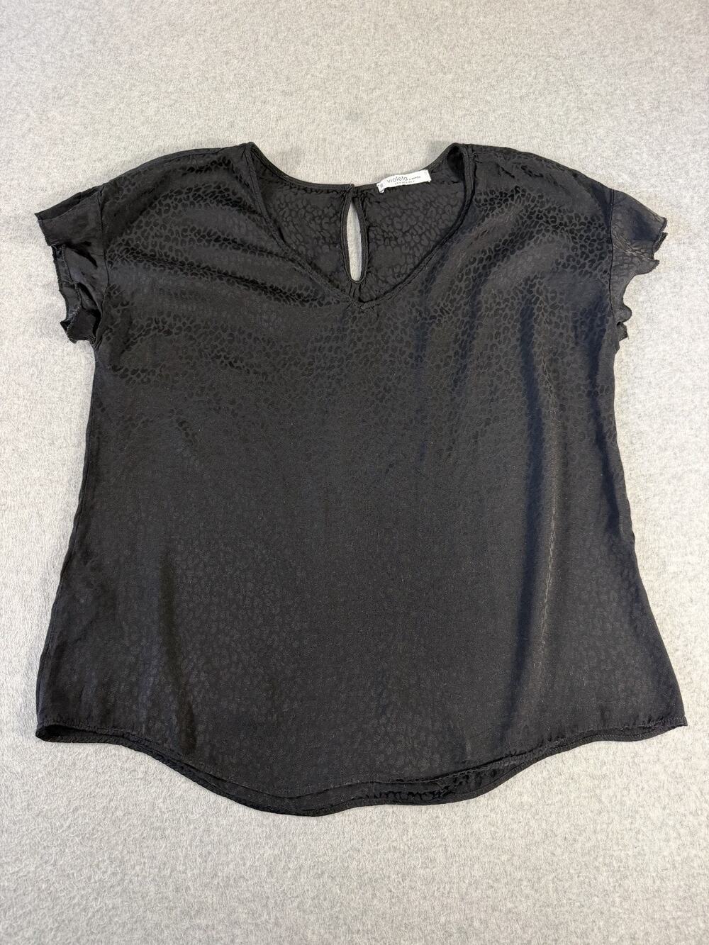 Violeta by Mango Black Patterned Women's Shirt, Size 12